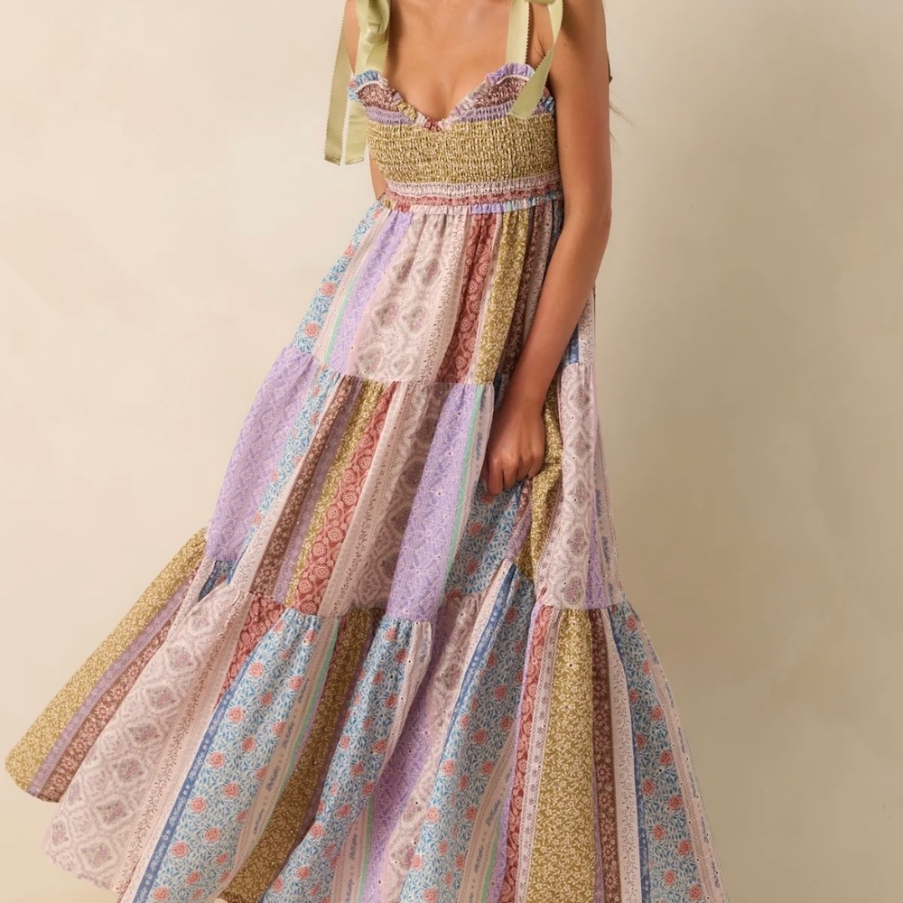 Patchwork Embroidered Maxi Dress - image 1